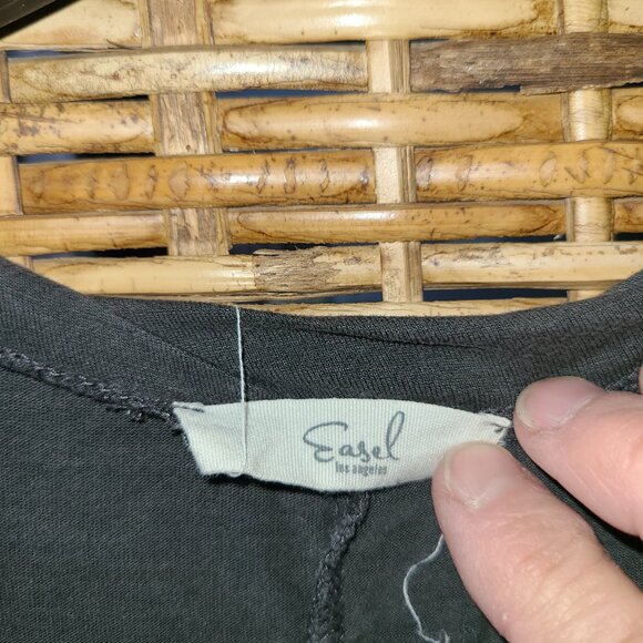 Easel Women’s M Gray Tee T Shirt Dress Short Sleeve High Low Hem Gathered Front - Picture 5 of 5